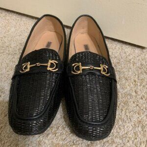 Italian Black Loafers with Gold Buckle
